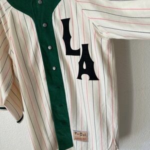 Fred Segal x Mitchell & Ness LA Cream Pinstripe Baseball Jersey